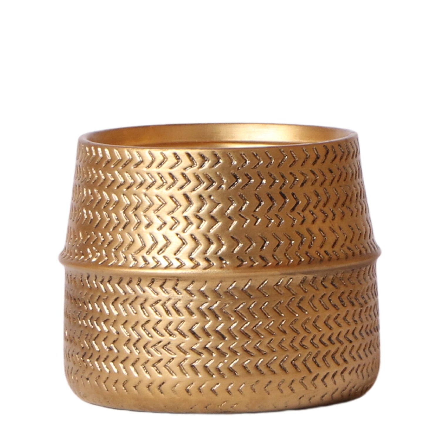 Kolibri Home – Groove kruka - Gouden keramisk prydnadskruka - krukstorlek - Ø12cm