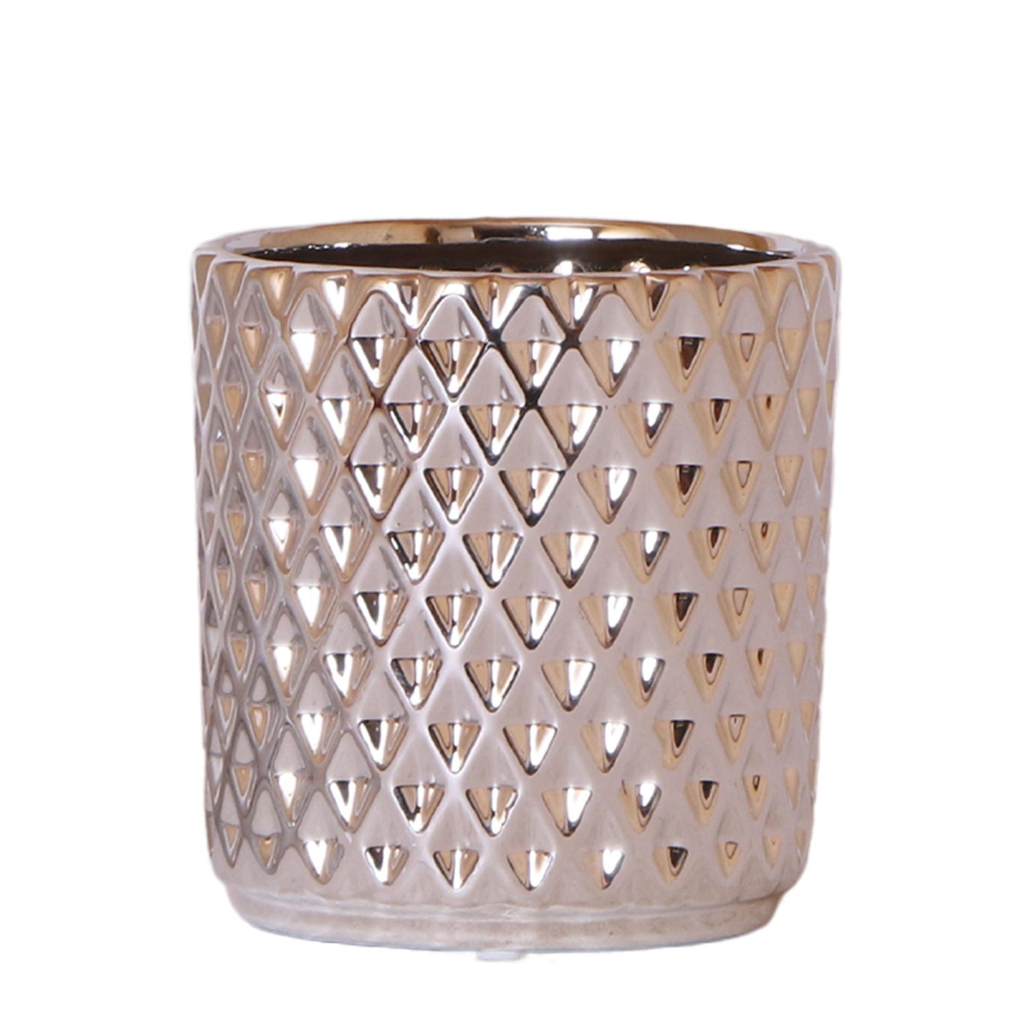 Kolibri Home – Metallic diamond kruka - Zilveren keramisk prydnadskruka Ø9cm