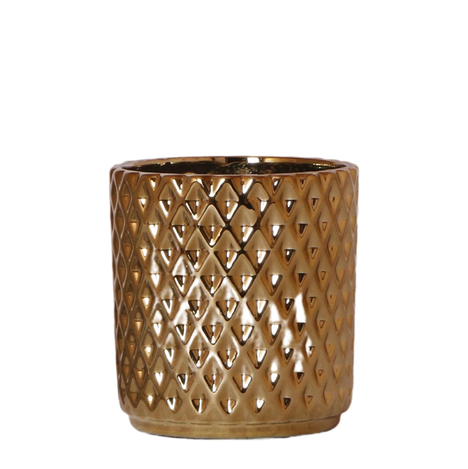 Kolibri Home – Metallic diamond kruka - Gouden keramisk prydnadskruka Ø9cm