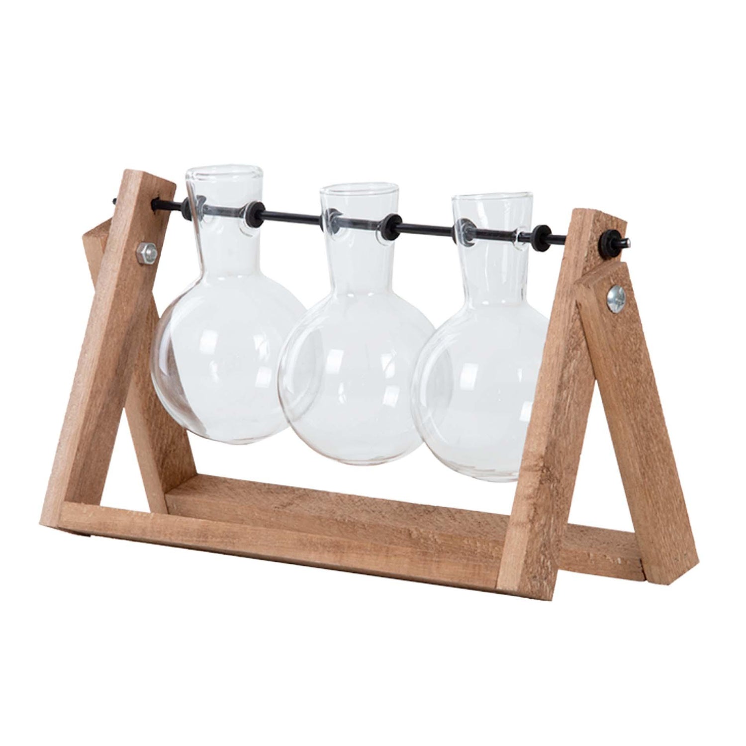 Cuttig Stand - 3 glass vases - Hydroponic vase for cuttigs - Wooden - Cultivation station